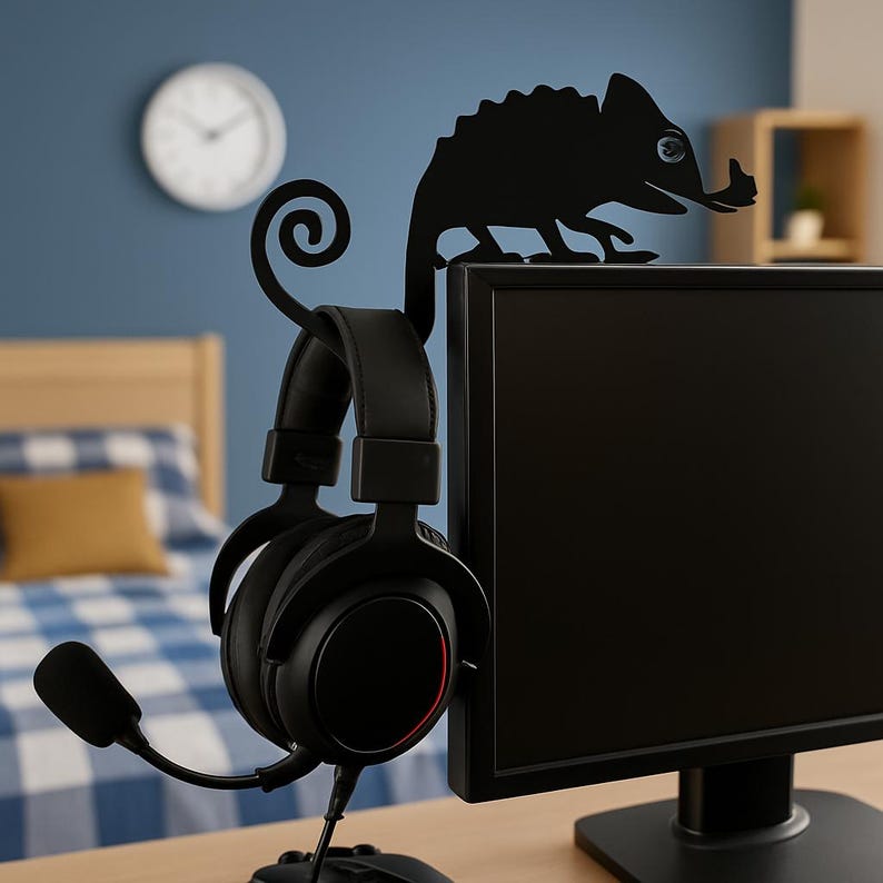 Headset Chameleon Headset Holder / Headphone Holder for Screen Individually for the desk, home office or office image 2