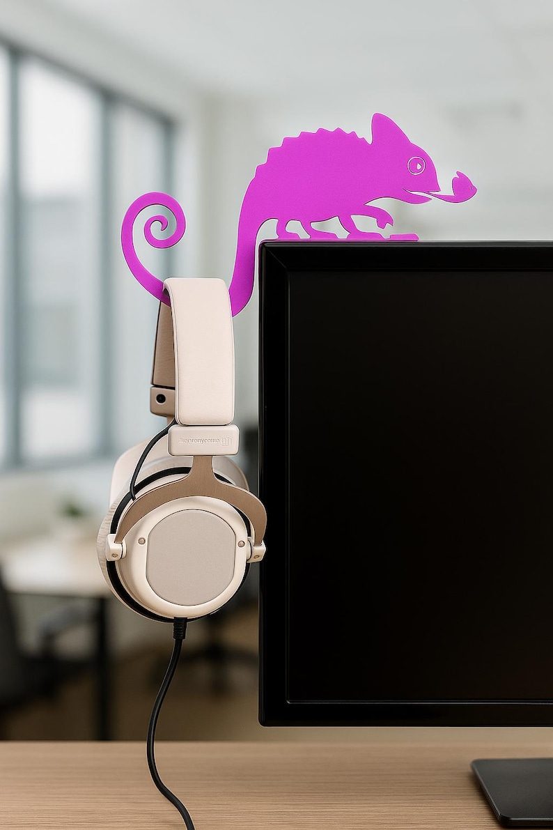 Headset Chameleon Headset Holder / Headphone Holder for Screen Individually for the desk, home office or office image 1