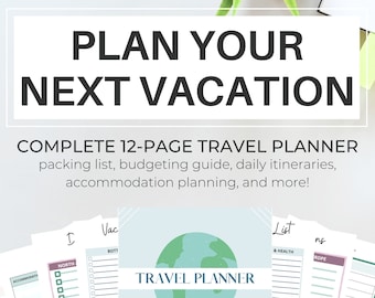 Planificador de vacaciones definitivo Itinerario de viaje / Lista de equipaje de vacaciones del planificador de viajes PDF imprimible