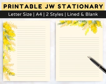 JW Letter-schrijfpapier met bloemen: A4/Letter-formaat (digitale download)