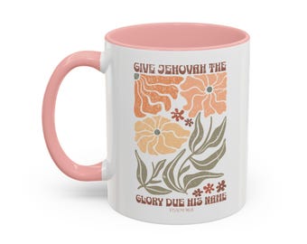 JW Gift, JW-jaartekst mok "Give Jehovah the Glory Due His Name", mok Psalm 96:8 Schrifttekst, koffiekop Jehovah's Getuigen, 11 oz en 15 oz
