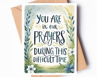 Sympathiekaart: You Are In Our Prayers, bloemdessin (digitale download)