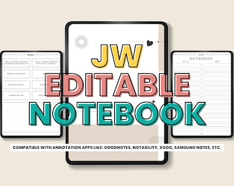 JW Digital Notebook: bewerkbare spirituele planner (pdf)