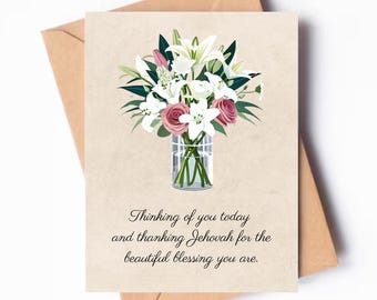 Thanking Jehovah Floral Card: afdrukbare JW-bemoediging (digitale download)