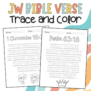 Libro imprimible para niños de JW, libros imprimibles para niños de JW, libro para colorear y trazar las Escrituras para niños de JW, testigos de Jehová para niños