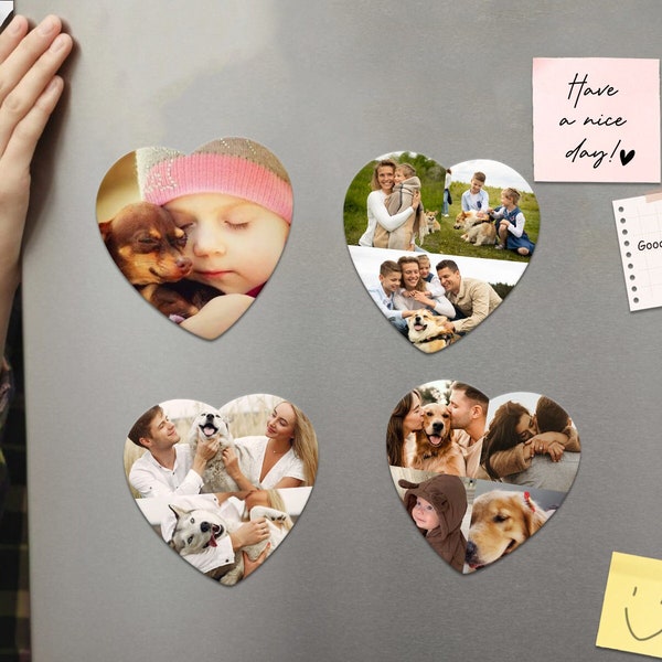 Custom Magnet/Heart Photo Magnets/Personalized Picture Magnets/Fridge Magnets/Gift for Mom/Photo Collage Magnets/Anniversary Gift for Him