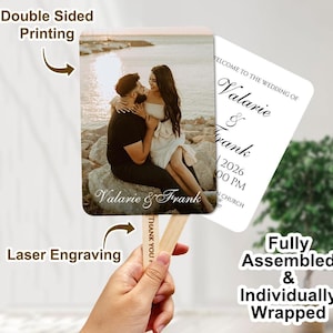 Personalized Wedding Hand Fans Double-Sided Printed Photo Wedding Program Fan with Photo Fans for Guests Ceremony Fans Printable Wedding Fan