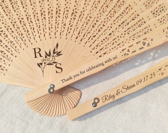 Rustic Wedding Favor Ceremony Fan Personalized Hand Fans Wedding Fan Favors Wedding Rustic Fans Ceremony Favor for Guest Custom Wooden Fans