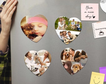 Custom Magnet/Heart Photo Magnets/Personalized Picture Magnets/Fridge Magnets/Gift for Mom/Photo Collage Magnets/Anniversary Gift for Him