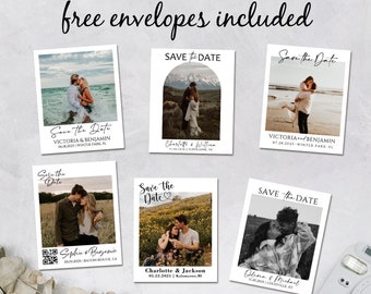 Photo Save the Date Magnets for Wedding Invitation with QR Code Save the Dates Card Free Envelopes Included Custom Fridge Magnets Picture
