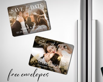 Personalized Fridge Magnet/Photo Wedding Save the Date Magnet + Envelope/Large Fridge Magnet/Engagement Photo Magnets/Refrigerator Magnet