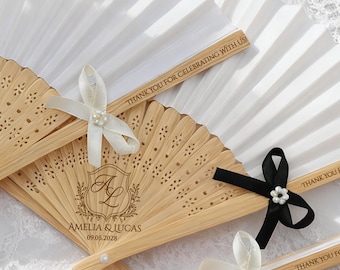 Personalisierte Hochzeitsbevorzugungsfächer - Papierfächer, Geschenke für Brautjungfern und Trauzeugen, Partygeschenke, Brautpartyfächer für Gäste