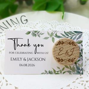 Custom Wine Corks With Thank You Card/Personalized Gift for Guests/Bridal Shower Gift/Wedding Invitation/Custom Wine Bottle Stoppers