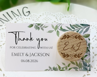 Custom Wine Corks With Thank You Card/Personalized Gift for Guests/Bridal Shower Gift/Wedding Invitation/Custom Wine Bottle Stoppers
