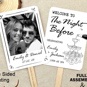 The Night Before Wedding Handle Fans/Photo Wedding Rehearsal Dinner Wedding Favor With Picture/Printable Program Fan/Wedding Ceremony Decors