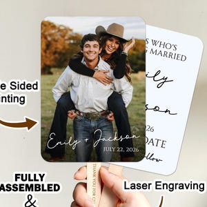 Photo Save the Date Handle Fans/Wedding Fan Favors/Custom Wedding Favors in Bulk/Save the Date Wedding Handle Fans/Personalized Design Fans