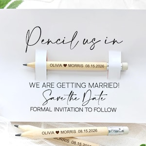 Pencil Us In Save The Date/Personalized Rustic Botanical Card/Wedding Invitation/Custom Wedding Favors For Guest/Wedding Stationery Pencils