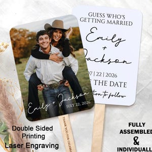 Photo Save the Date Handle Fans/Custom Wedding Hand Fans/Wedding Favors For Guset in Bulk/Save the Date Wedding Handle Fans/Ceremony Fans