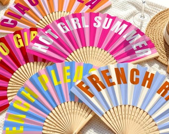 Personalized Logo Folding Fan, Custom Text Retro Stripe Fan, Promotional Hand Fan, Trade Show Giveaway, Festival Party Favor