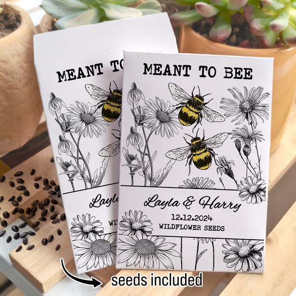 Wedding Seed Packets/Wedding Favors/Bridal Shower Favors/Wildflower Seed Packets/Meant be Bee Favors/Let Love Grow Wedding Favors for Guests