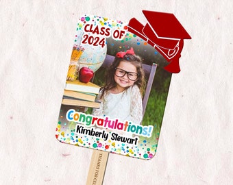 20 Kindergarten Graduation Fans/Kinder Grad 2024 Fans/Kids Grad Fans/Personalized Double-Sided Printed Photo Fan/Kindergarten Class Grad Fan