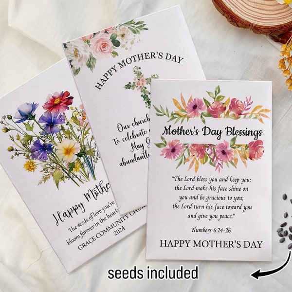 Bible Verse Seed Packets in Bulk Mother's Day Gifts for Church Christian Gifts Church Favor for Guest Bible Quotes Seed Favor Scripture Card