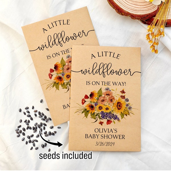 Baby in Bloom Favors Baby Shower Seed Packets Personalized Wildflower Seed Packets Baby Shower Favors for Guests in Bulk Baby Shower Seeds