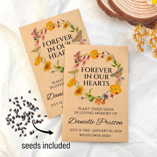 Memorial Seed Packets/Celebration of Life Favors/Butterfly Seed Packets/Personalized Funeral Favor for Guests/Loved Ones Remembrance Gifts