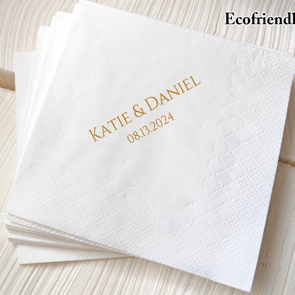 Personalized Napkins Wedding Cocktail Napkins Custom Wedding Decors Wedding Reception Napkins Anniversary Party Decor Bridal Shower Napkins