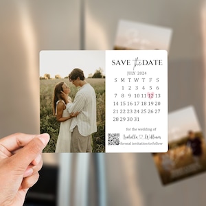 Custom QR Code Magnets Save the Dates Photo Personalized Calendar Magnets Save the date Magnets Fridge Magnets for Wedding Announcement