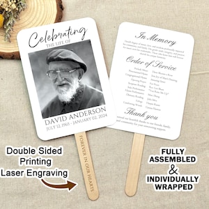 Funeral Program Fans/Custom Fans with Photo/Funeral Favors/Personalized Memorial Service Favors/Celebration of Life Decoration/Loving Memory