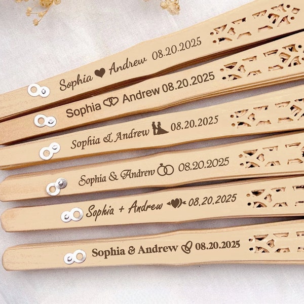 Personalized Engraved Hand Fans/Custom Wooden Wedding Fans/Laser Engraved  Sandalwood Wedding Fans/Personalized Fans for Wedding/Guest Gifts