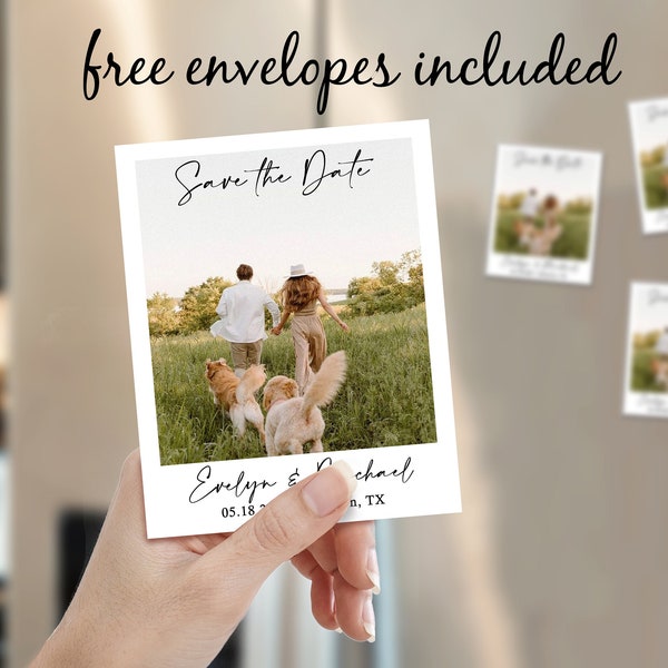 Polaroid Photo Magnet Save the Dates Photo Magnets Wedding Invitation Save The Date Cards Photo Invitation Personalized Date Announcement