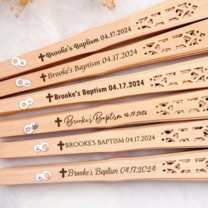 Personalized Baptism Wood Hand Fan Favors Custom Communion Favors Baptism Christening Favor for Guests Church Event Favors Mi Bautizo Favors