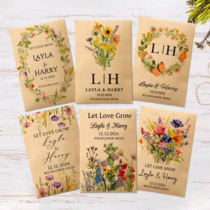 Wildflower Seed Packet Wedding Favors with Seed Included Personalized Seed Packets Favor for Bridal Shower Guest Wedding Seed Favors in Bulk image 1