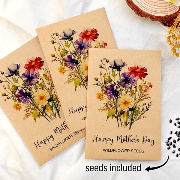 Mother's Day Brunch Favors Bouquet Wildflower Seed Packets Personalized Seed Packet Favors for Mother's Day Church Gift Celebrate Mom Gifts