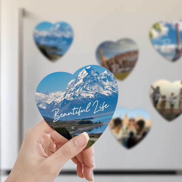 Personalized Photo Printed on Heart Magnet/Custom Heart Magnet with Photo/Family Travel Photo Magnets/Best Friend Gift Ideas/Girls Trip