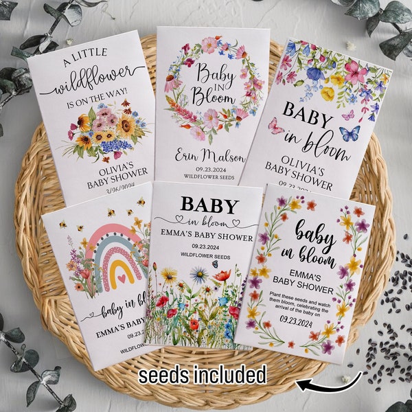 Baby Shower Favors/Baby in Bloom Favors/Baby Shower Seed Packets/Baby in Bloom Seed Packets/Wildflower Baby Shower Favors for Guests in Bulk