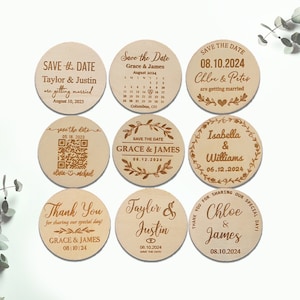Save the dates Wooden Magnets Personalized Save the Date Magnets with Card + Envelope Wedding Favors for Guest Custom Wood Wedding Magnet