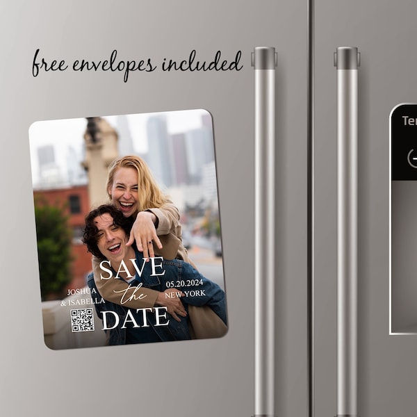 Save The Date Magnets with QR Code Personalized Wedding Invitation Magnets Card QR Code RSVP Wedding qr Magnet Invitation with Picture