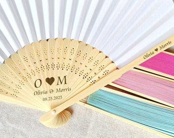 Wedding Fans for Guests in bulk/Custom Wedding Favors/Wedding Hand Fan/Personalized Engraved Fans/Party Favor Hand Fans/White Paper Fan Set
