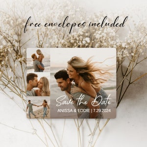Save the Date Magnet Photo Invitation Save the Date Collage with Envelopes Personalized Wedding Magnets Unique Wedding Invitation Magnets