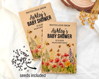 Baby in Bloom Plantable Favors Custom Seeds Packets Baby Shower Favors for Guests in Bulk Baby Shower Seed Favors Wildflower Seeds Packets
