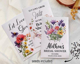 Love in bloom Bridal Shower Seed Packet Favors/Personalized Bridal Shower Favors for Guests in Bulk/Custom Seeds Packets/Wedding Seed Favors