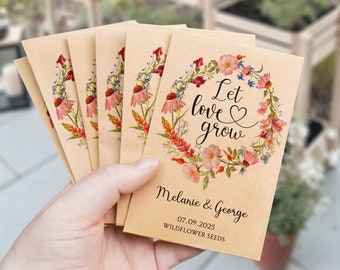 Let Love Grow Seed Packets Wedding Favors for Guests in Bulk Personalized Seed Envelopes with Wildflower Seeds Custom Wedding Seed Packets