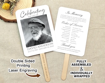 Funeral Program Fans/Custom Fans with Photo/Funeral Favors/Personalized Memorial Service Favors/Celebration of Life Decoration/Loving Memory