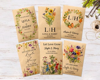 Wildflower Seed Packet Wedding Favors with Seed Included Personalized Seed Packets Favor for Bridal Shower Guest Wedding Seed Favors in Bulk