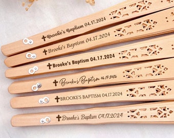 Personalized Baptism Wood Hand Fan Favors Custom Communion Favors Baptism Christening Favor for Guests Church Event Favors Mi Bautizo Favors