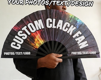 Custom Clack Fan, Personalized Folding Fan with Photo or Logo, Line Dance Gift, Graduation/Festival/Sports/Weddings & Events Favors