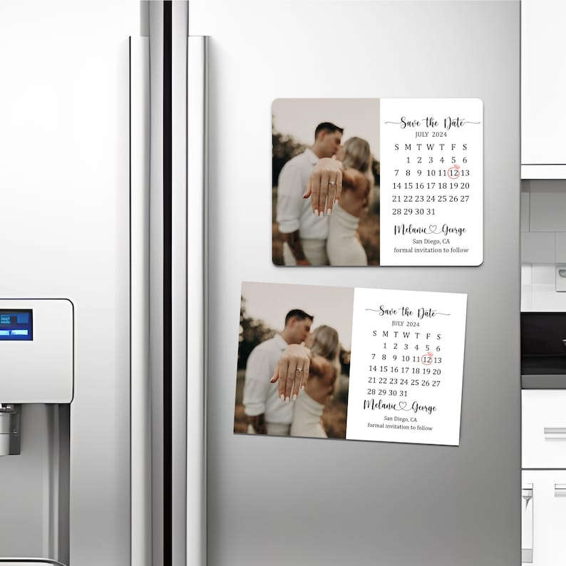 Save the Date Calendar Magnet Photo Magnetized Save the Date Cards Personalized Photo Fridge Magnets Calendar Wedding Announcement Gifts image 6